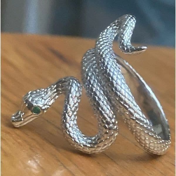 - The Green Eyed Serpent Ring in 925 silver - Thumbnail 11