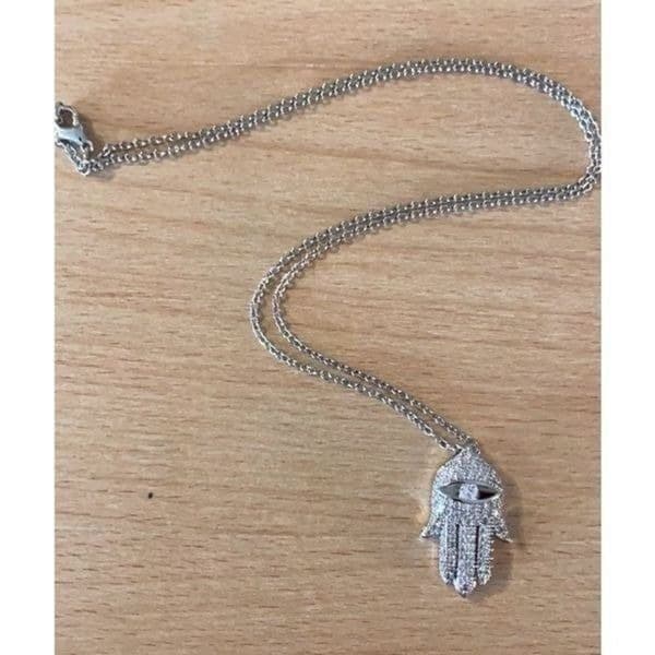 The Bling Hand White Sapphire & 925 Silver Hamsa necklace - Thumbnail 7