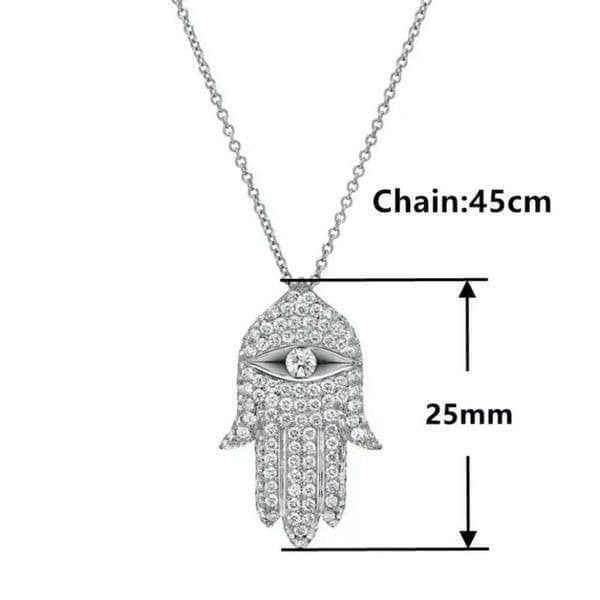 The Hamsa Top rated favorite!! White Sapphire & 925 Silver Hamsa necklace - Thumbnail 5