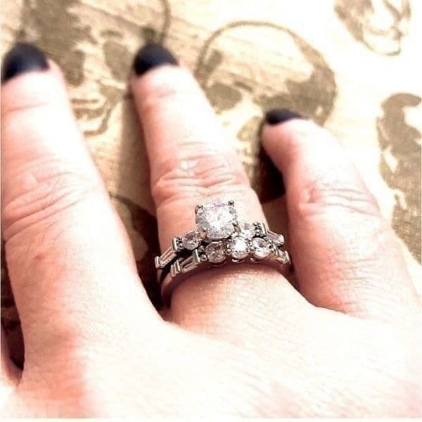 -The WithThese Rings 925 Silver Ring W/White Sapphire Set sz 8 - Thumbnail 6