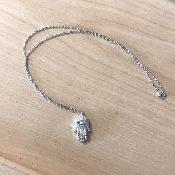 The Hamsa Top rated favorite!! White Sapphire & 925 Silver Hamsa necklace - Thumbnail 6