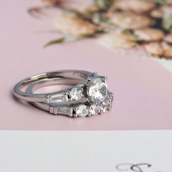 -The WithThese Rings 925 Silver Ring W/White Sapphire Set sz 8 - Thumbnail 7