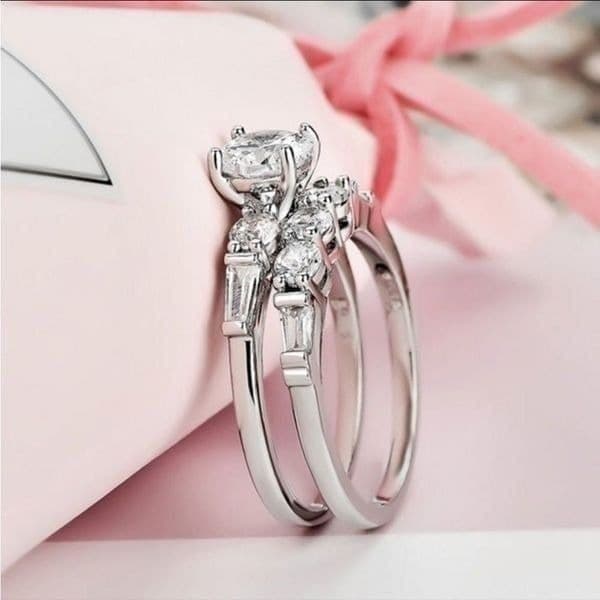 -The WithThese Rings 925 Silver Ring W/White Sapphire Set sz 8 - Thumbnail 8