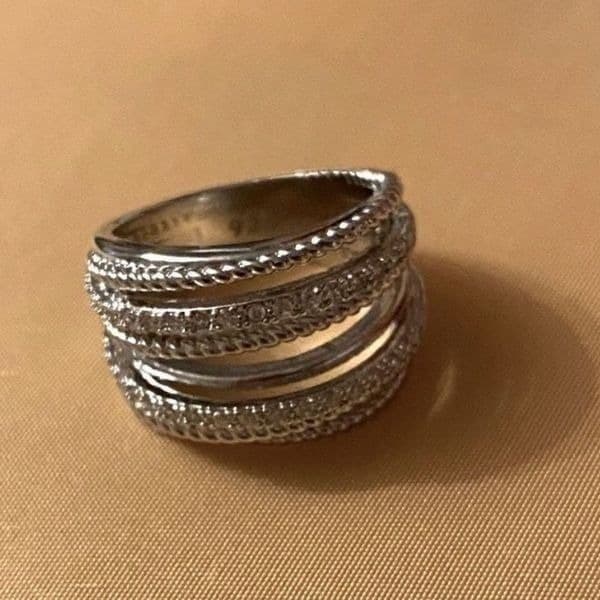 The Moderne Statement band ring in 925 & white sapphire sz 5 - Thumbnail 6