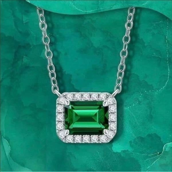 The Primavera 925 18” Emerald green pendant necklace - Thumbnail 9