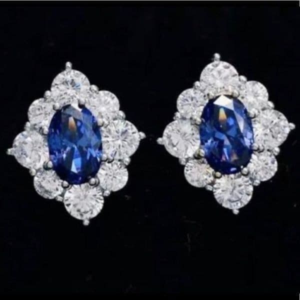 The Royal 925 Sapphire are Cubic zirconium estate inspired stud earrin - Image 1
