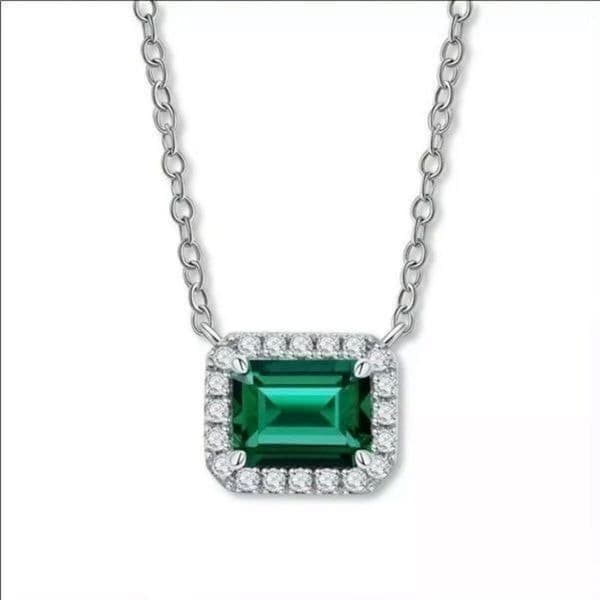 The Primavera 925 18” Emerald green pendant necklace - Thumbnail 4