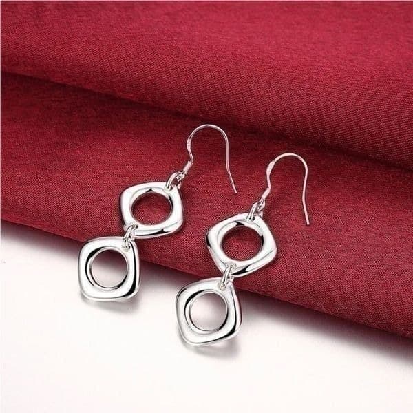 The Geo Drop Dangle earrings in 925 Tibetan Silver - Thumbnail 3