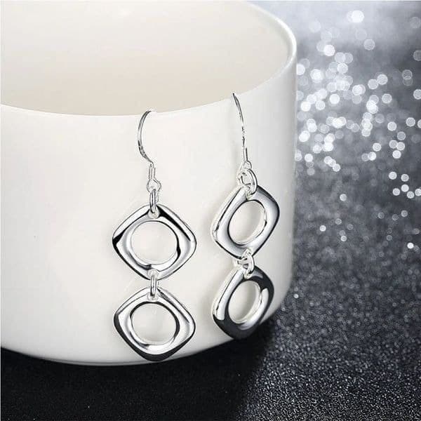 The Geo Drop Dangle earrings in 925 Tibetan Silver - Thumbnail 2