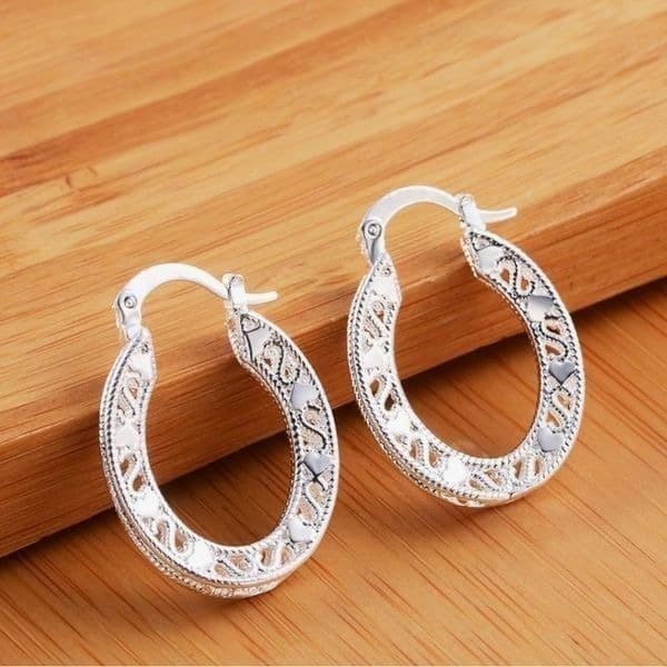 Tibetan Silver filigree hoop earrings - Thumbnail 4