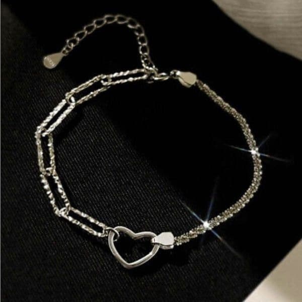 The Multimedia Dainty Heart link pendant bracelet in 925 silver. - Thumbnail 10