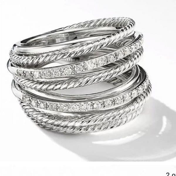 The Moderne Statement band ring in 925 & white sapphire sz 5 - Thumbnail 2