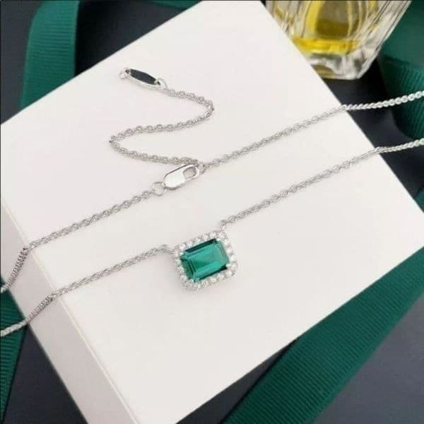 The Primavera 925 18” Emerald green pendant necklace - Thumbnail 7
