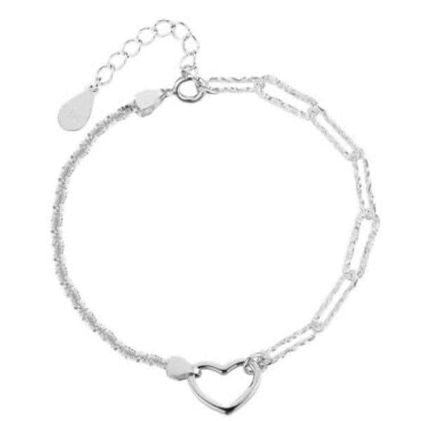 The Multimedia Dainty Heart link pendant bracelet in 925 silver. - Thumbnail 8