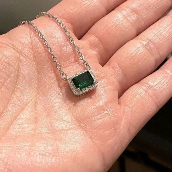 The Primavera 925 18” Emerald green pendant necklace - Thumbnail 10