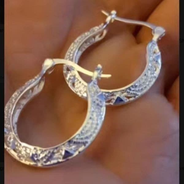 Tibetan Silver filigree hoop earrings - Thumbnail 2