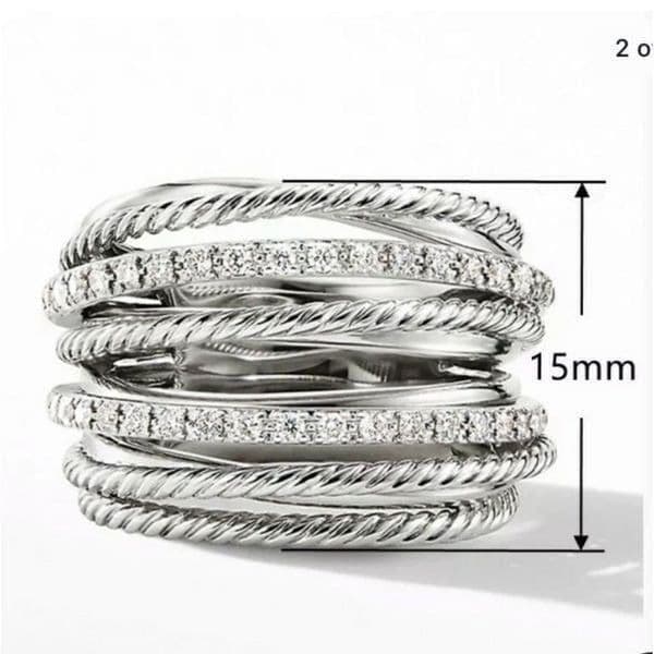The Moderne Statement band ring in 925 & white sapphire sz 5 - Thumbnail 3