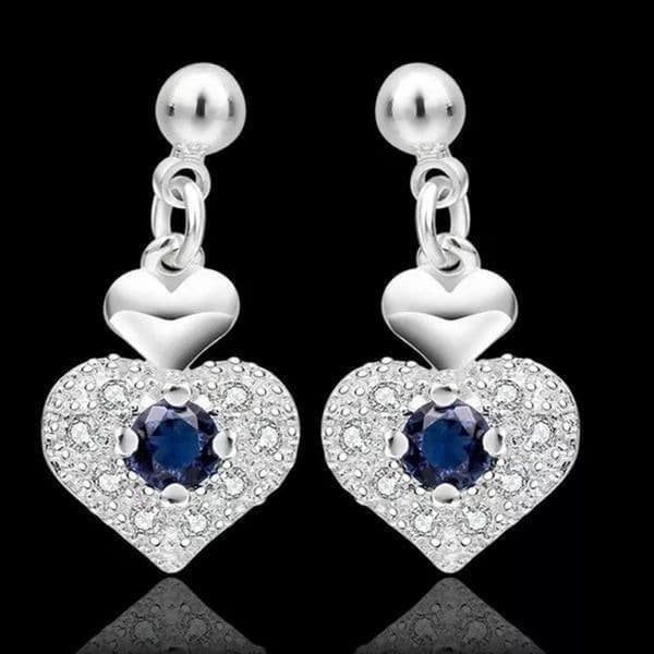 The Something Blue Heart drop earrings in sapphire and 925 - Image 1