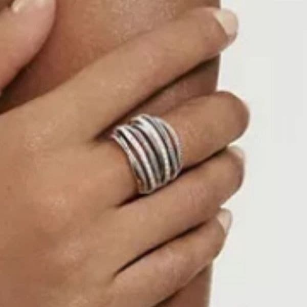 The Moderne Statement band ring in 925 & white sapphire sz 5 - Thumbnail 7