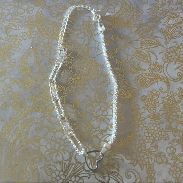 The Multimedia Dainty Heart link pendant bracelet in 925 silver. - Thumbnail 5
