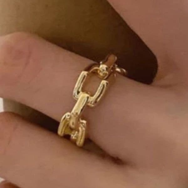 The 3D Geo Ring in 18k gold 925 adjustable links - Image 1