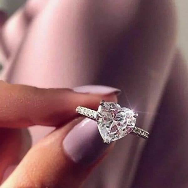 The Best seller Delicate 925 Silver & CZ Heart Ring sz 6 - Thumbnail 7