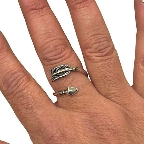 Two tone arrow ring in sterling silver - Thumbnail 3