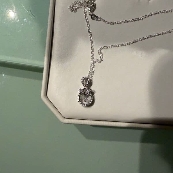 Dazzling Infinity Silver Necklace with lab created stones - Thumbnail 7