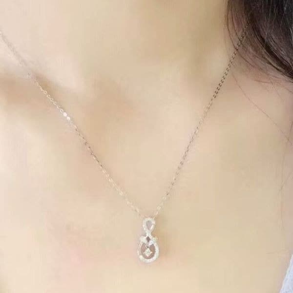 Dazzling Infinity Silver Necklace with lab created stones - Thumbnail 4