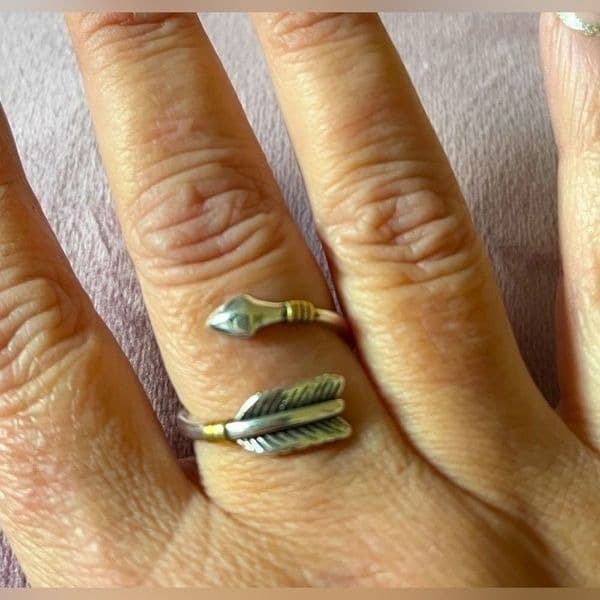 Two tone arrow ring in sterling silver - Thumbnail 6