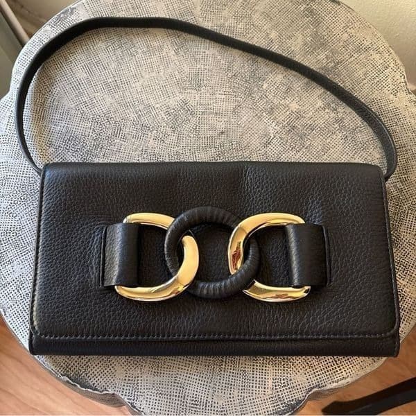 Gorgeous Auth Michael Kors Blk Plushy Leather Clutch/shoulder Handbag - Image 1