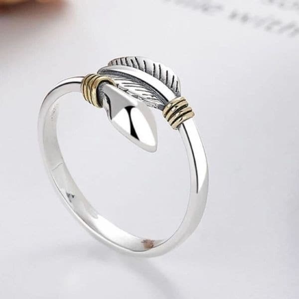 Two tone arrow ring in sterling silver - Thumbnail 4
