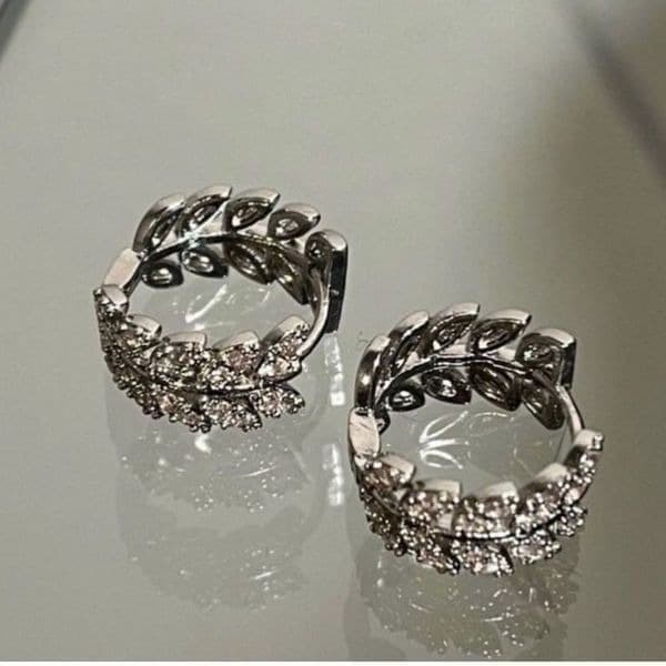 The Eternal Leaf Silver earring’s in 925 and cubic zirconia - Thumbnail 7