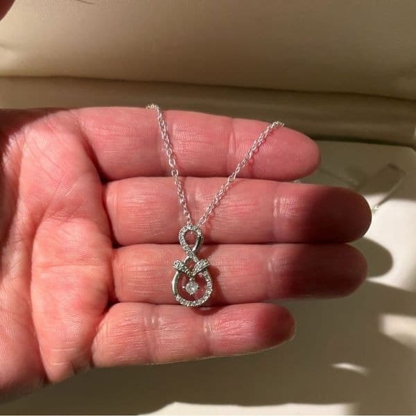 Dazzling Infinity Silver Necklace with lab created stones - Thumbnail 5