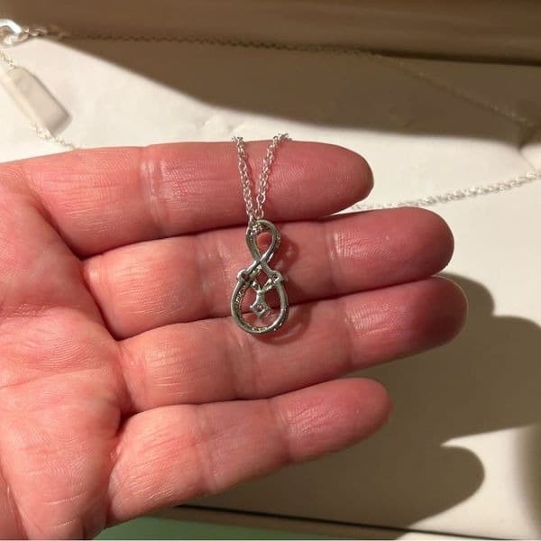 Dazzling Infinity Silver Necklace with lab created stones - Thumbnail 6