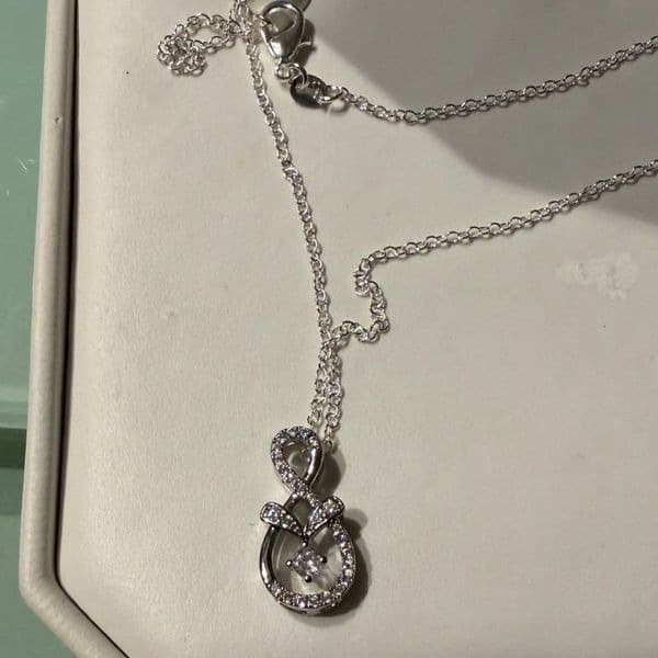 Dazzling Infinity Silver Necklace with lab created stones - Thumbnail 2