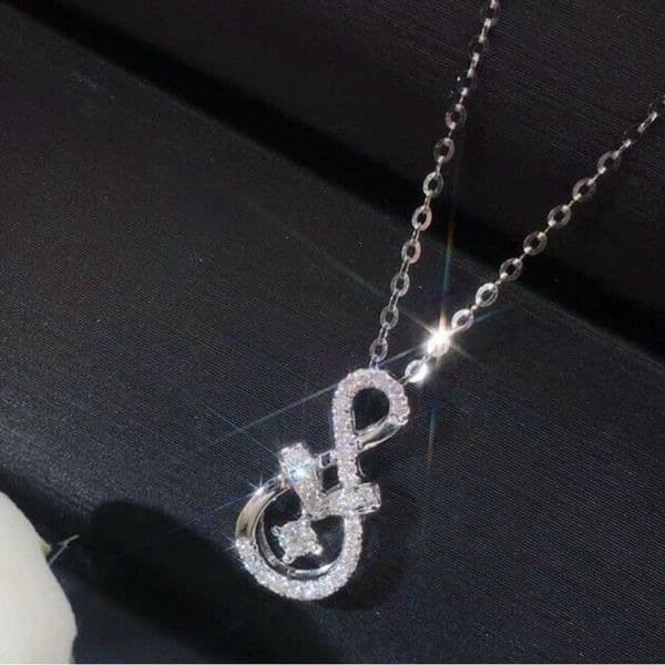 Dazzling Infinity Silver Necklace with lab created stones - Image 1