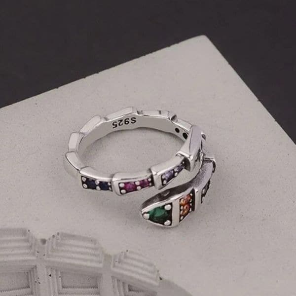 The Multi-Colored Serpent Ring in 925 silver - Image 1