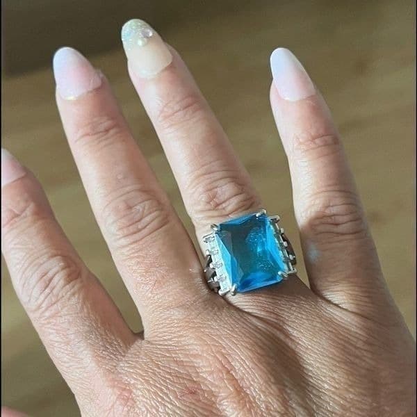 The Great Blue Ring in 925 silver sz 6 - Thumbnail 7