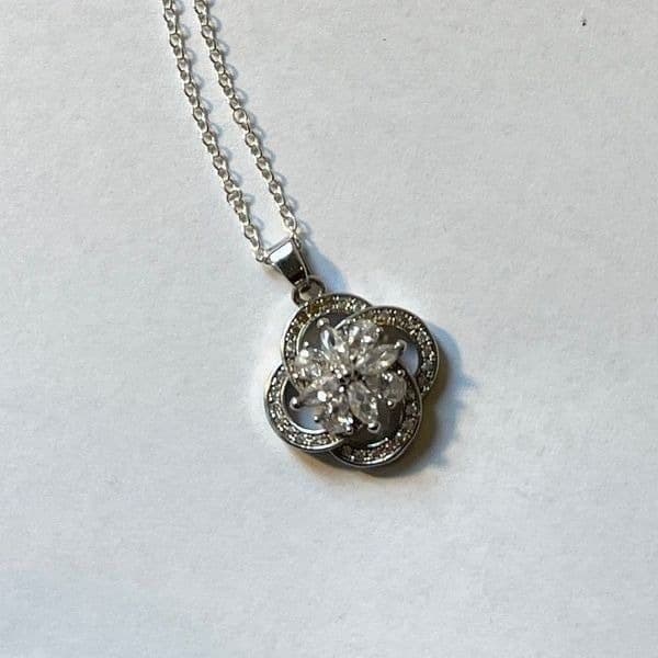 The Swirl 925 and Cubic zirconium estate inspired pendant necklace 20” chain - Thumbnail 4