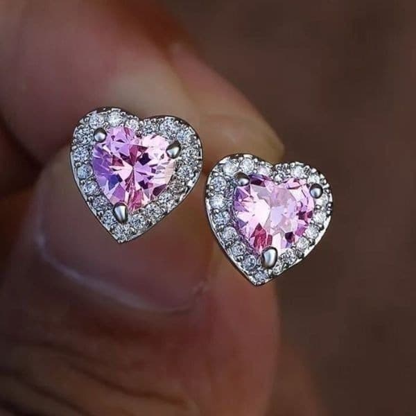 The Pink Kiss Heart Stud Silver 925 earrings - Thumbnail 3