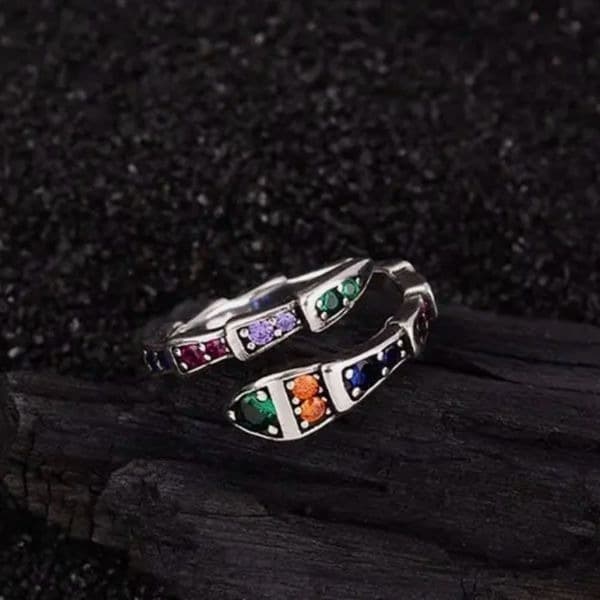 The Multi-Colored Serpent Ring in 925 silver - Thumbnail 10