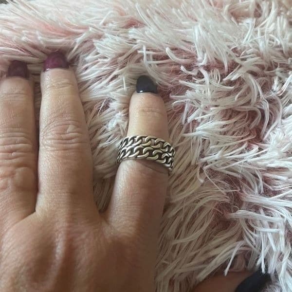 The Double Link Punk Ring in antiqued 925 silver. - Thumbnail 6