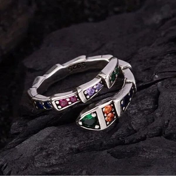 The Multi-Colored Serpent Ring in 925 silver - Thumbnail 9