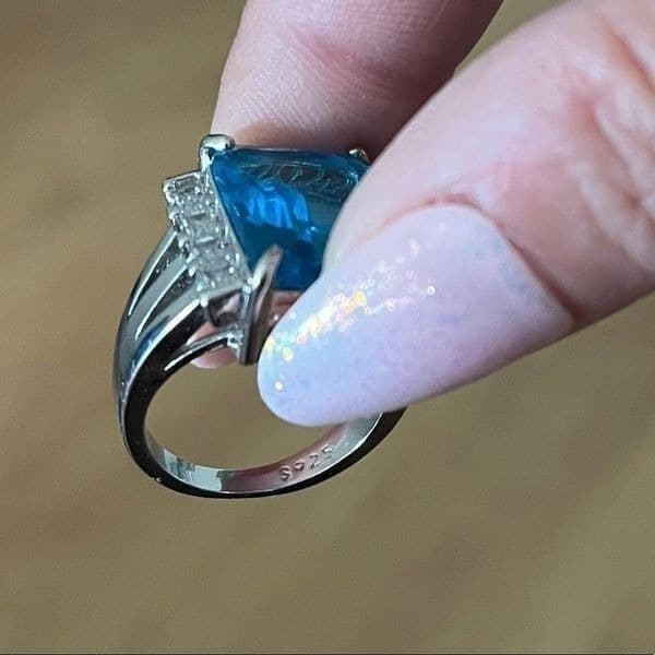 The Great Blue Ring in 925 silver sz 6 - Thumbnail 8