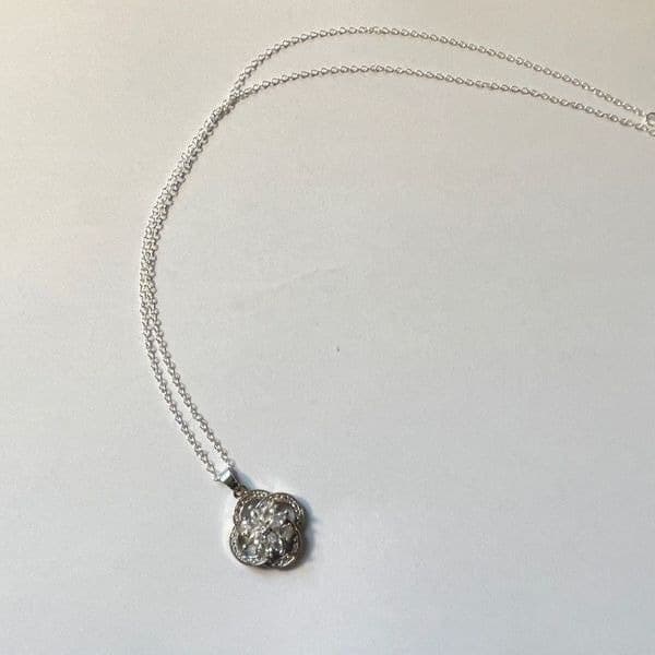 The Swirl 925 and Cubic zirconium estate inspired pendant necklace 20” chain - Thumbnail 8