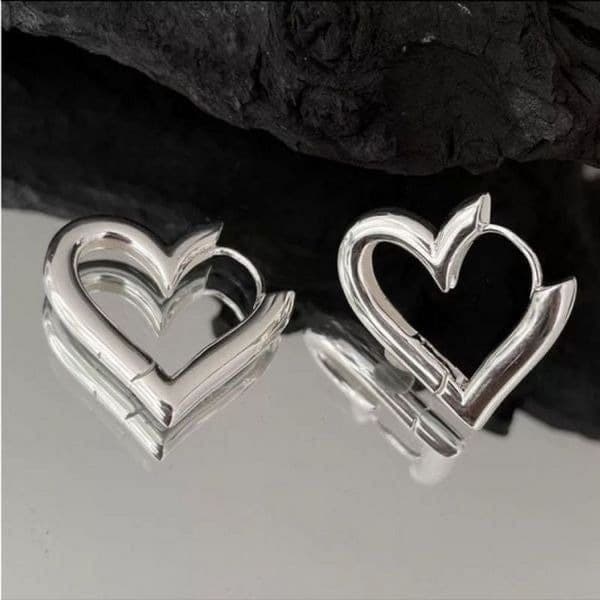 The Statement Heart earrings hoop huggie in 925 silver - Thumbnail 3