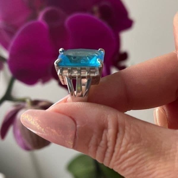 The Great Blue Ring in 925 silver sz 6 - Thumbnail 6