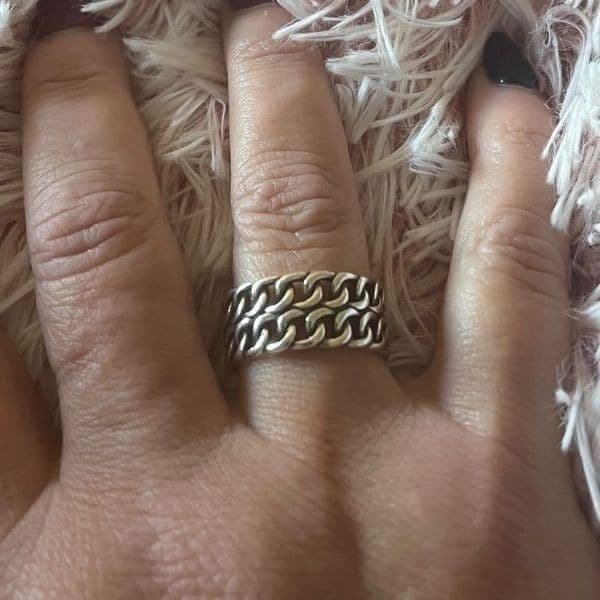 The Double Link Punk Ring in antiqued 925 silver. - Thumbnail 8