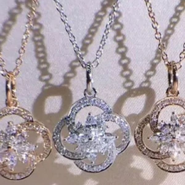 The Swirl 925 and Cubic zirconium estate inspired pendant necklace 20” chain - Thumbnail 7
